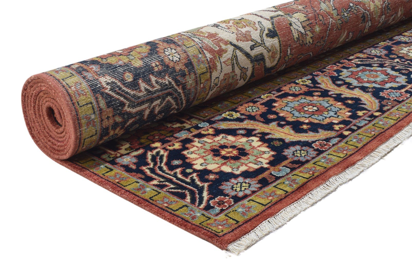 Hand Knotted Red Wool Rug 9' X 12' Persian Heriz-Indian Oriental Large Carpet 7864201052309