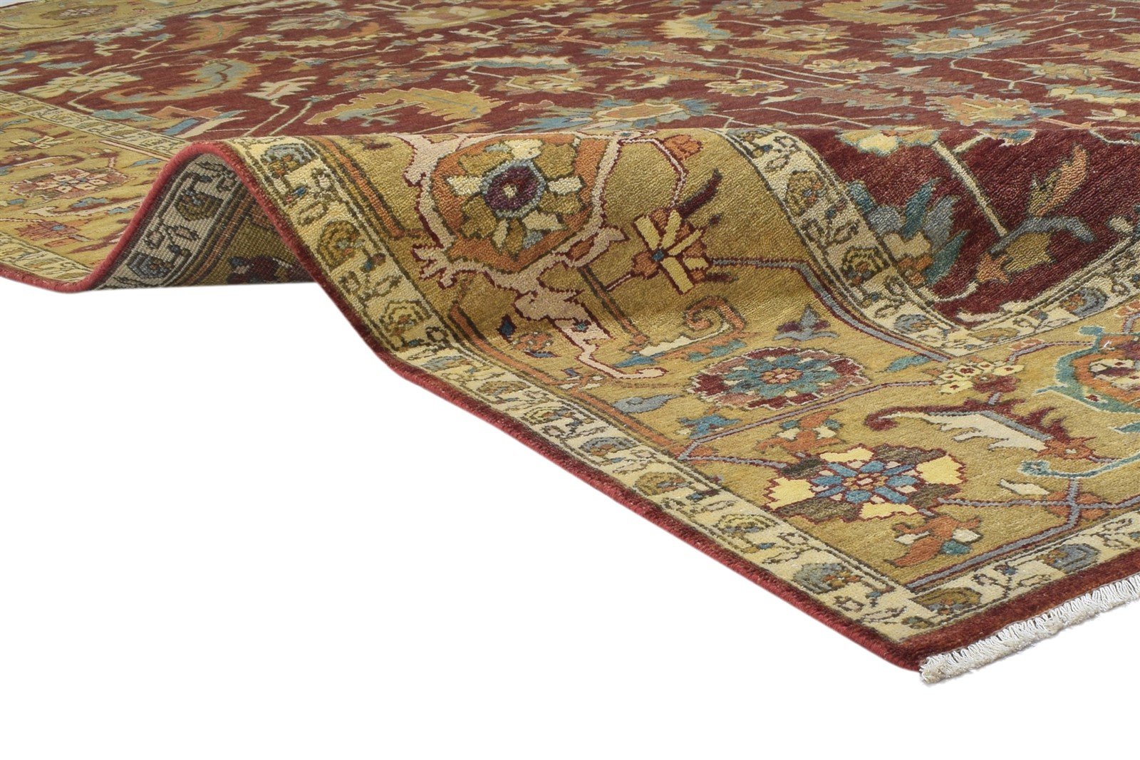 Hand Knotted Red Wool Rug 9' X 12' Persian Kashan Oriental Large Carpet 7864770166933