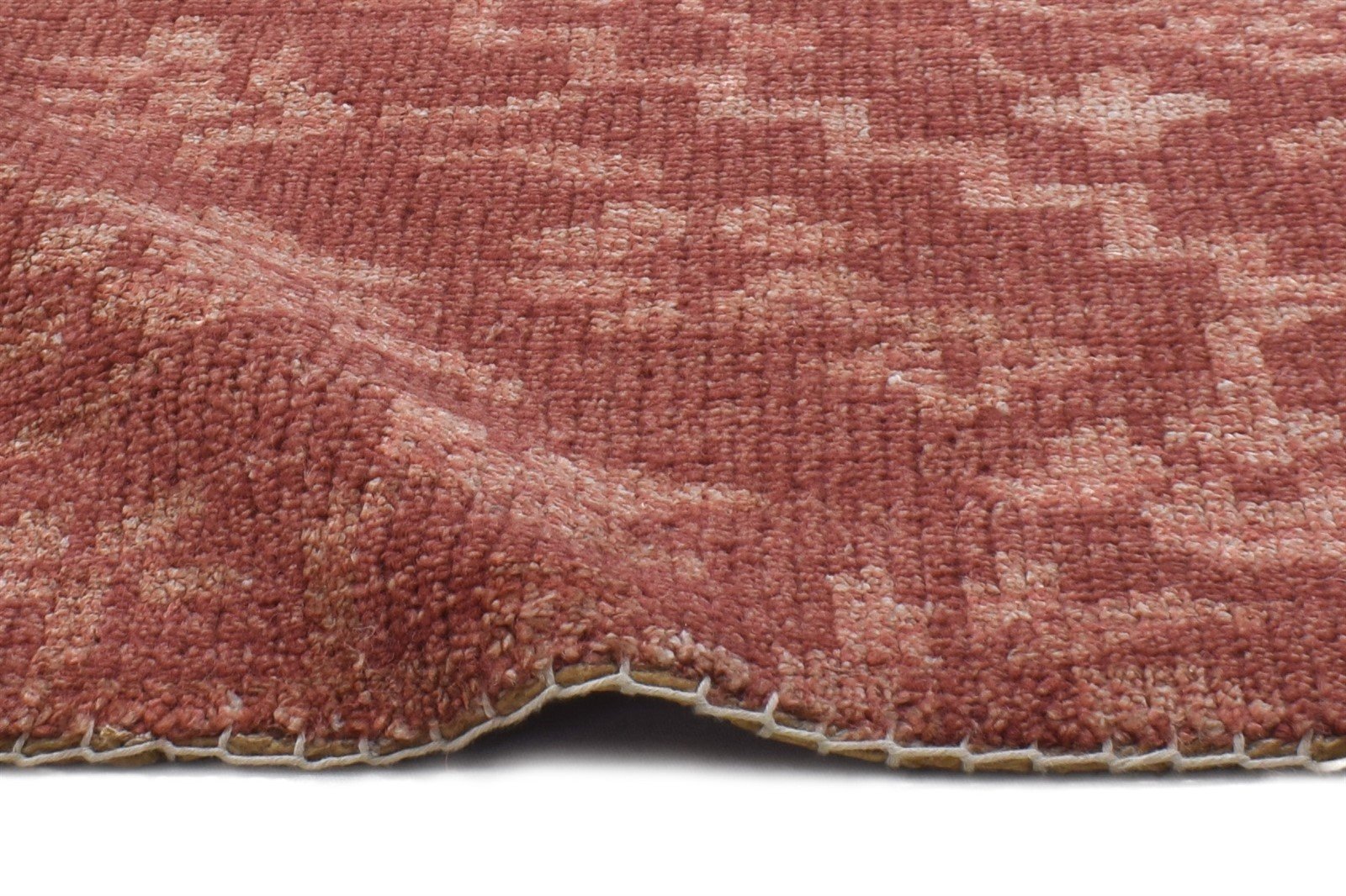 Hand Knotted Red Wool / Silk Rug 2' X 2' Modern Moroccan Trellis Small Carpet 7864132632725