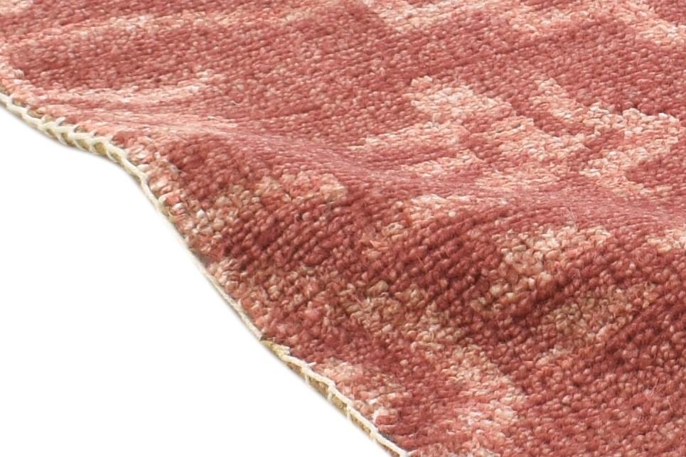 Hand Knotted Red Wool / Silk Rug 2' X 2' Modern Moroccan Trellis Small Carpet 7864132632725