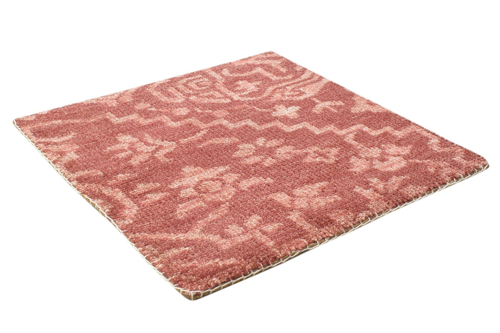 Hand Knotted Red Wool / Silk Rug 2' X 2' Modern Moroccan Trellis Small Carpet 7864132632725