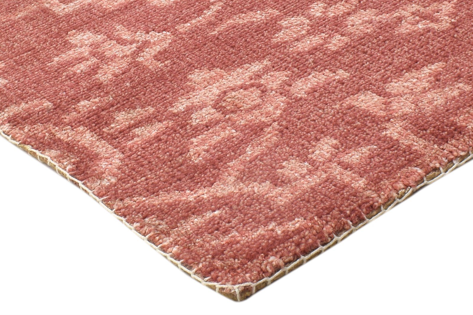 Hand Knotted Red Wool / Silk Rug 2' X 2' Modern Moroccan Trellis Small Carpet 7864132632725