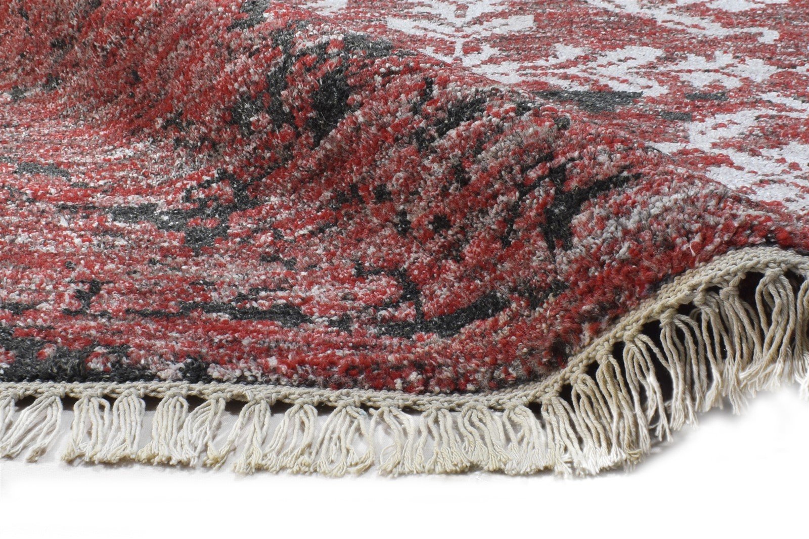 Hand Knotted Red Wool / Silk Rug 5' X 7' Modern French Damask Room Size Carpet 7864951996565