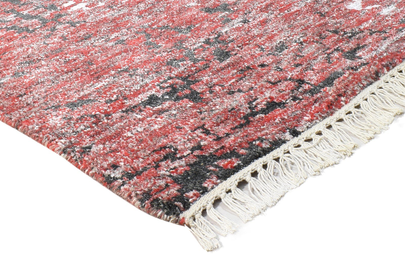 Hand Knotted Red Wool / Silk Rug 5' X 7' Modern French Damask Room Size Carpet 7864951996565