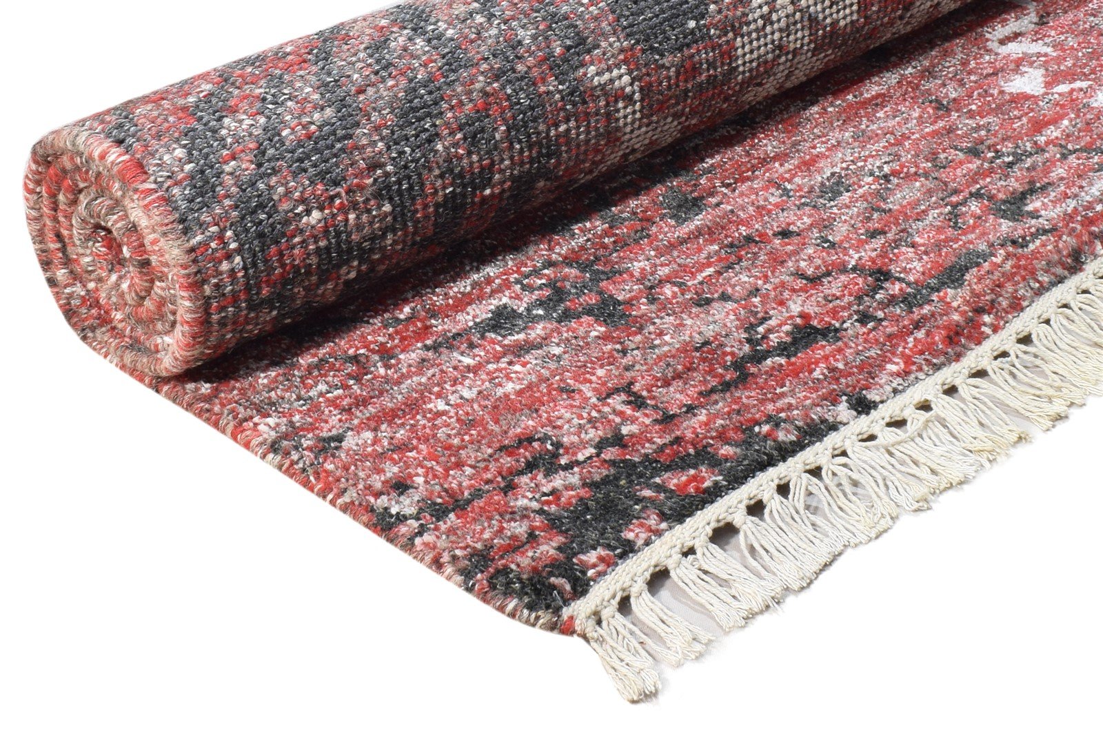 Hand Knotted Red Wool / Silk Rug 5' X 7' Modern French Damask Room Size Carpet 7864951996565