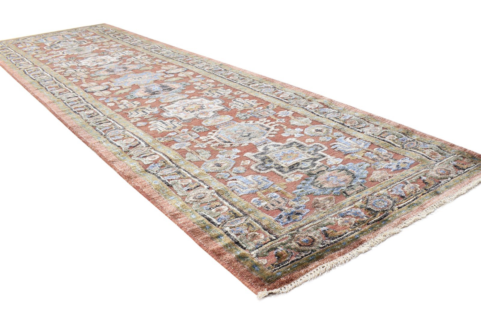 Hand Knotted Rust Rayon From Bamboo Rug 3X10 Persian Kazak Oriental Small Runner 7864997314709