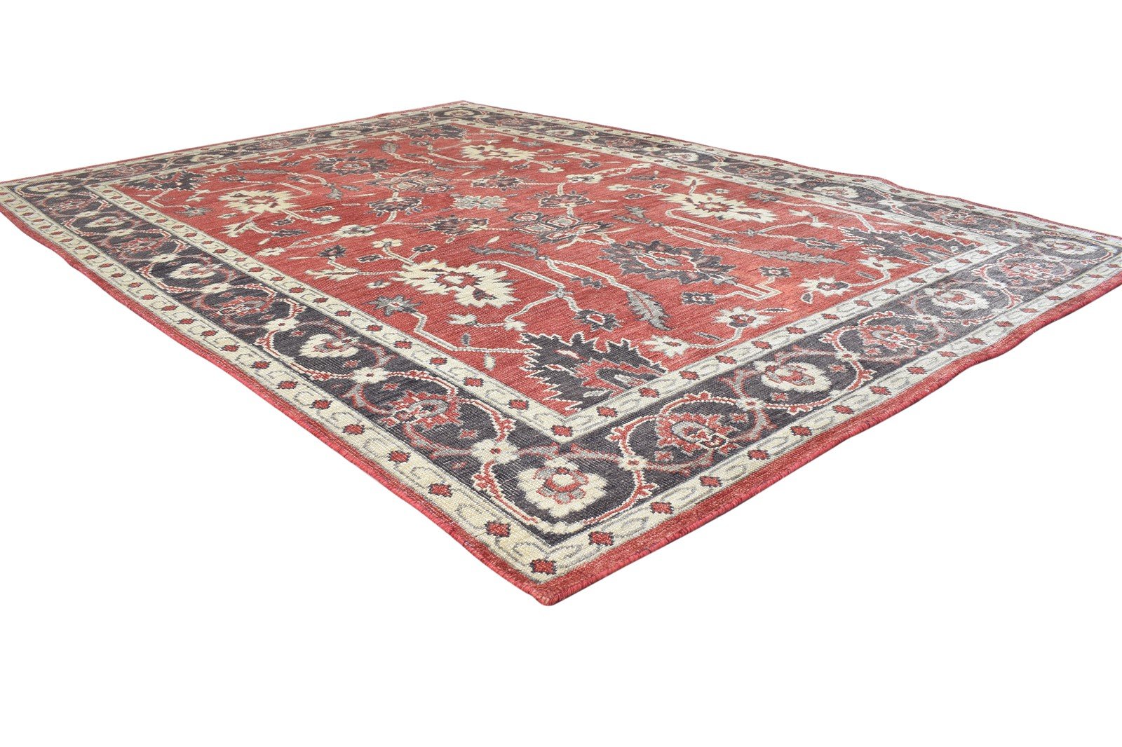 Hand Knotted Rust Silk Rug 6' X 8' Persian Oushak Oriental Room Size Carpet 7864797921429
