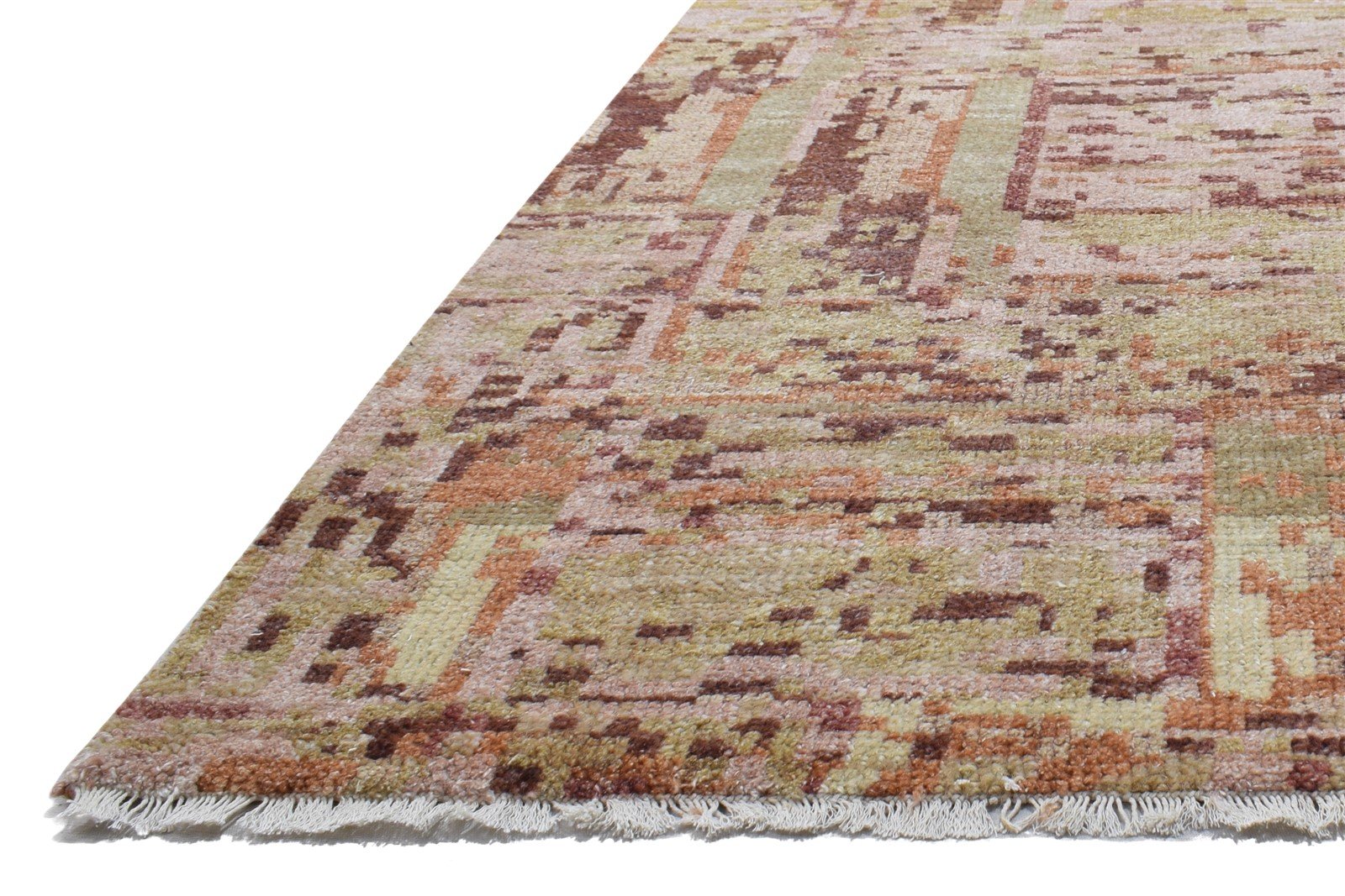 Hand Knotted Rust Wool Rug 2'6 X 10' Modern Indian Abstract Small Runner 7864144298133