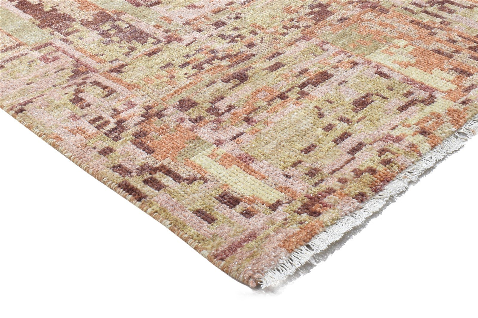 Hand Knotted Rust Wool Rug 2'6 X 10' Modern Indian Abstract Small Runner 7864144298133