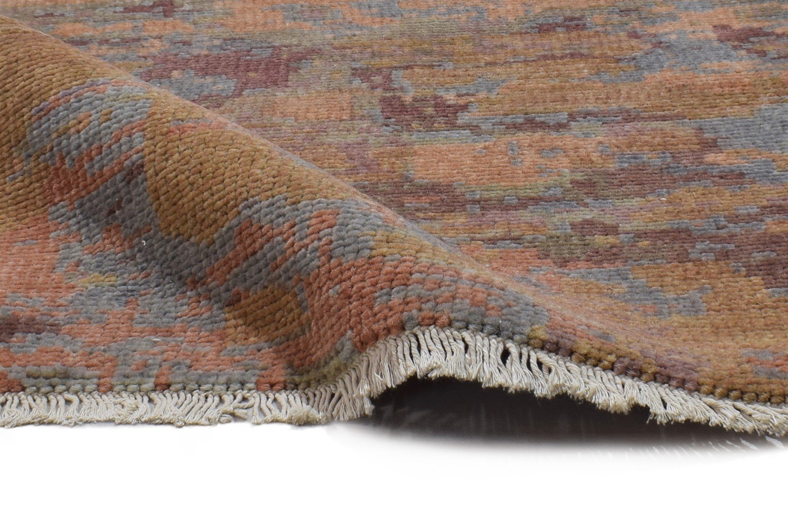 Hand Knotted Rust Wool Rug 2' X 2' Modern French Abstract Small Carpet 7864120574101