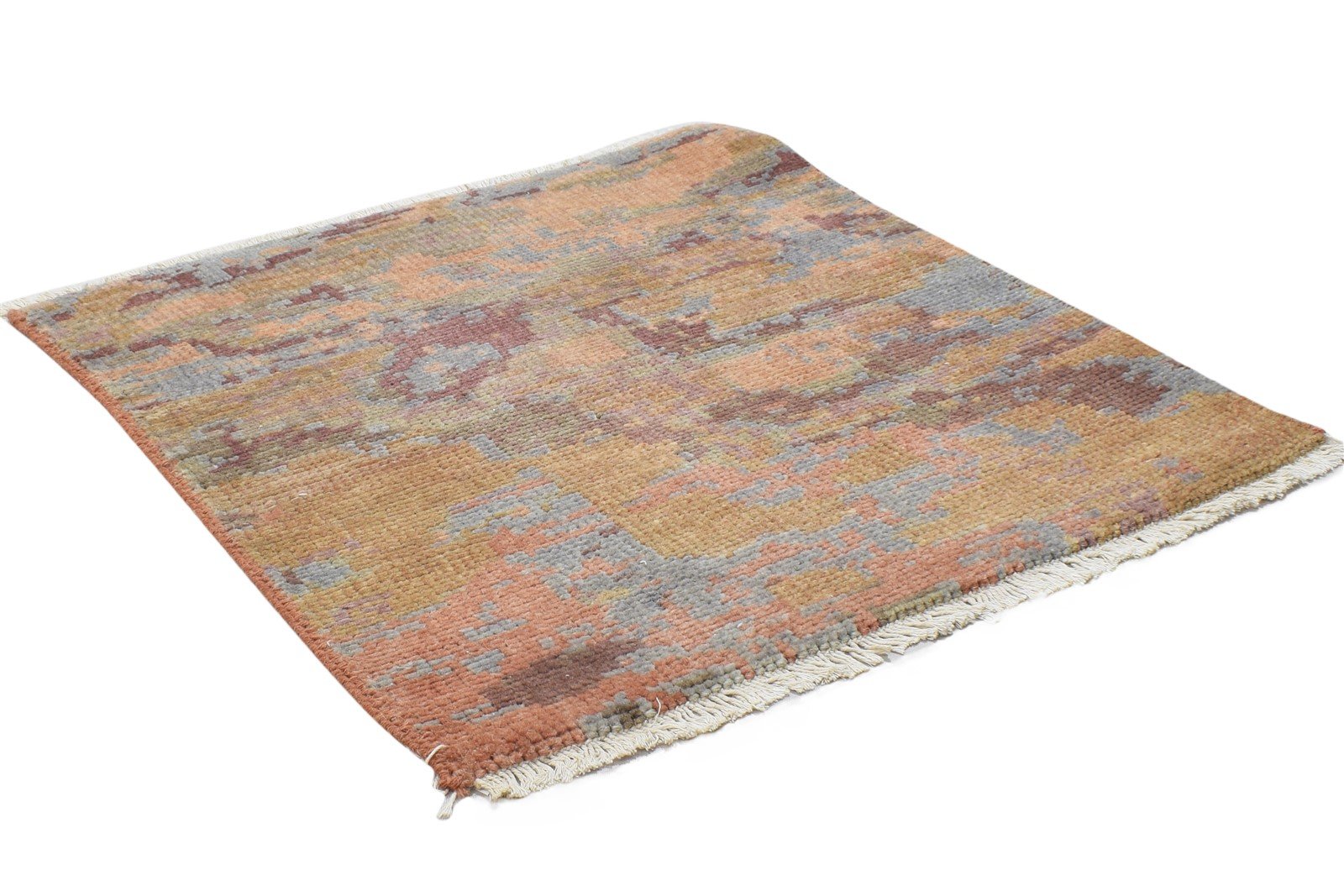Hand Knotted Rust Wool Rug 2' X 2' Modern French Abstract Small Carpet 7864120574101