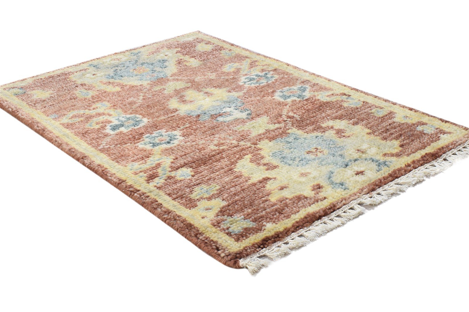 Hand Knotted Rust Wool Rug 2' X 3' Persien Oushak Oriental Small Carpet 7864327045269