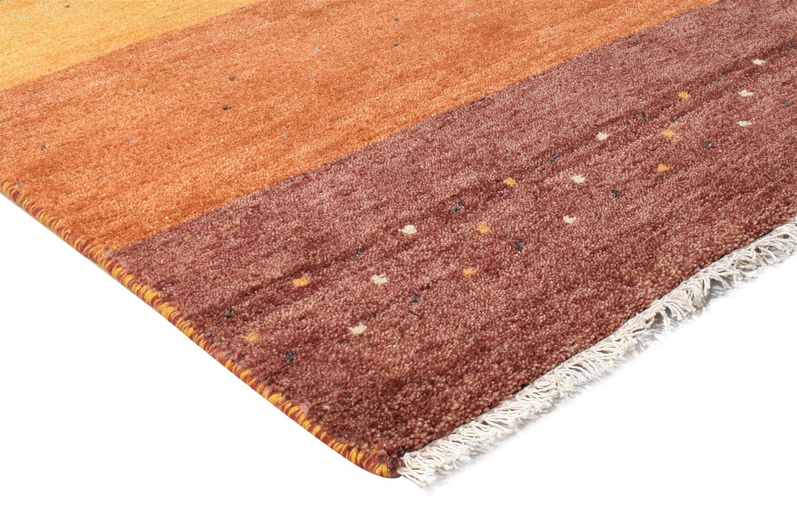 Hand Knotted Rust Wool Rug 3' X 7' Southwestern Gabbeh Striped Small Runner 7865065701525