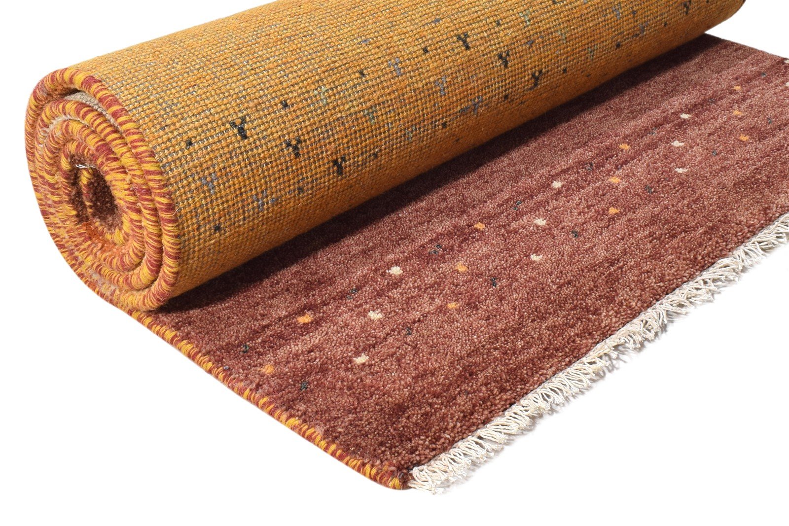 Hand Knotted Rust Wool Rug 3' X 7' Southwestern Gabbeh Striped Small Runner 7865065701525