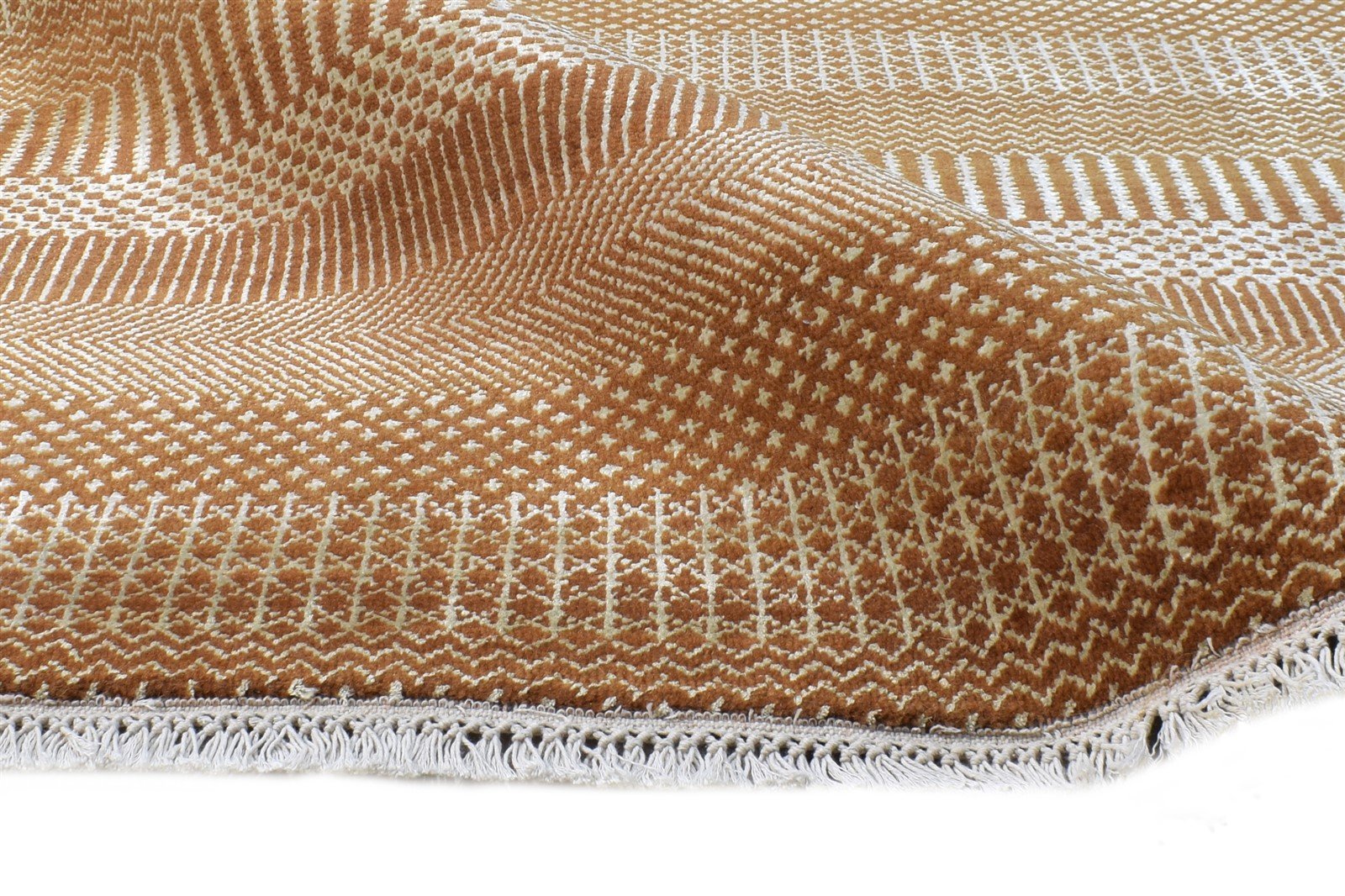 Hand Knotted Rust Wool Rug 4' X 6' Modern Agra Grass Trellis Room Size Carpet 7865148375189