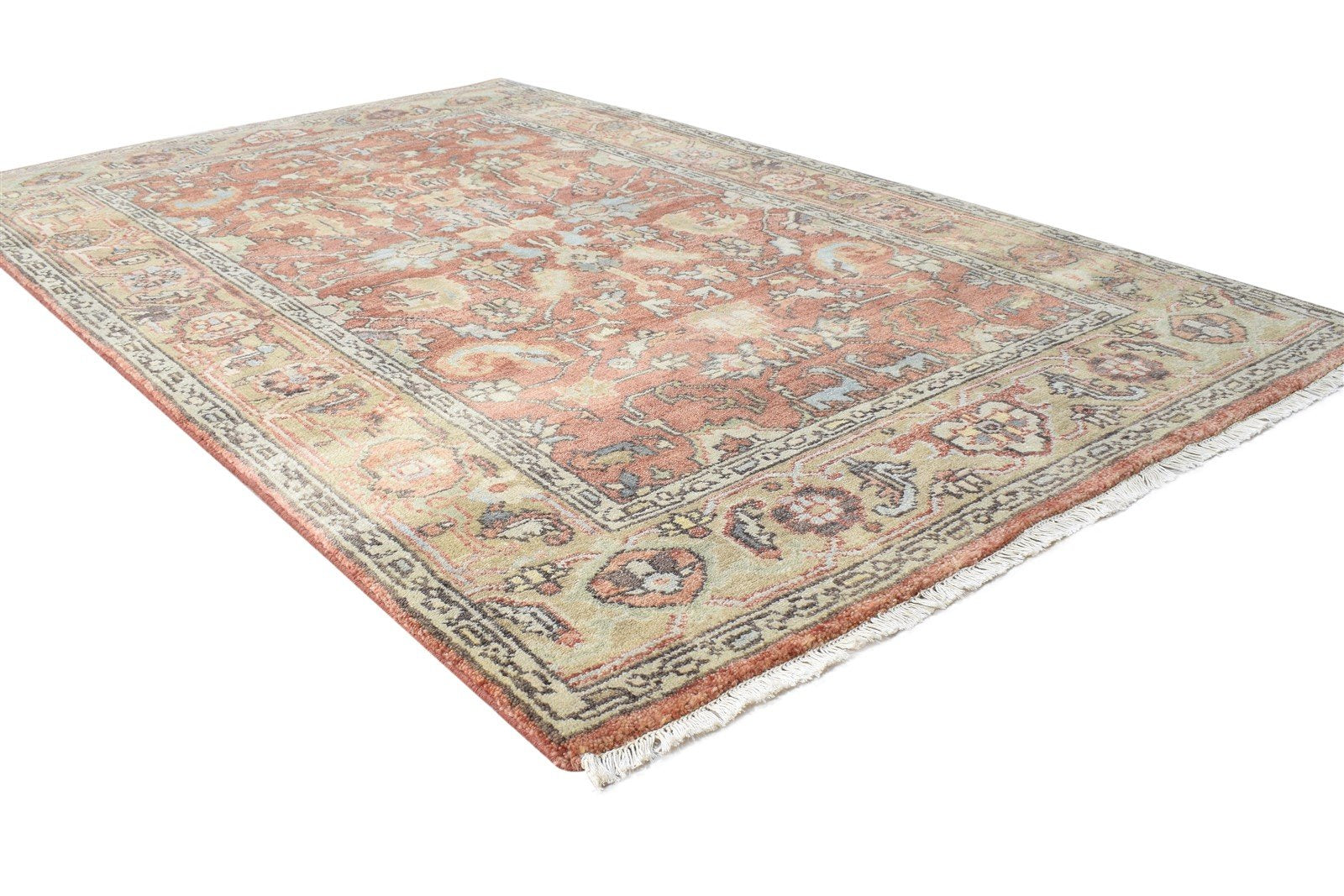 Hand Knotted Rust Wool Rug 4' X 6' Persian Oushak Oriental Room Size Carpet 7864996790421