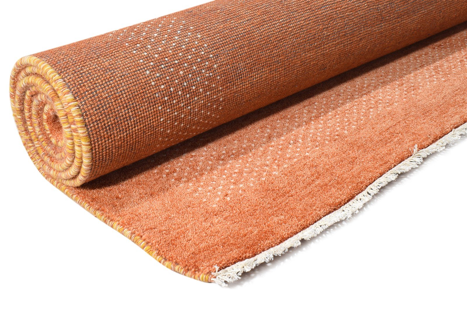 Hand Knotted Rust Wool Rug 7' X 10' Modern Scandinavian Solid Large Carpet 7865066061973