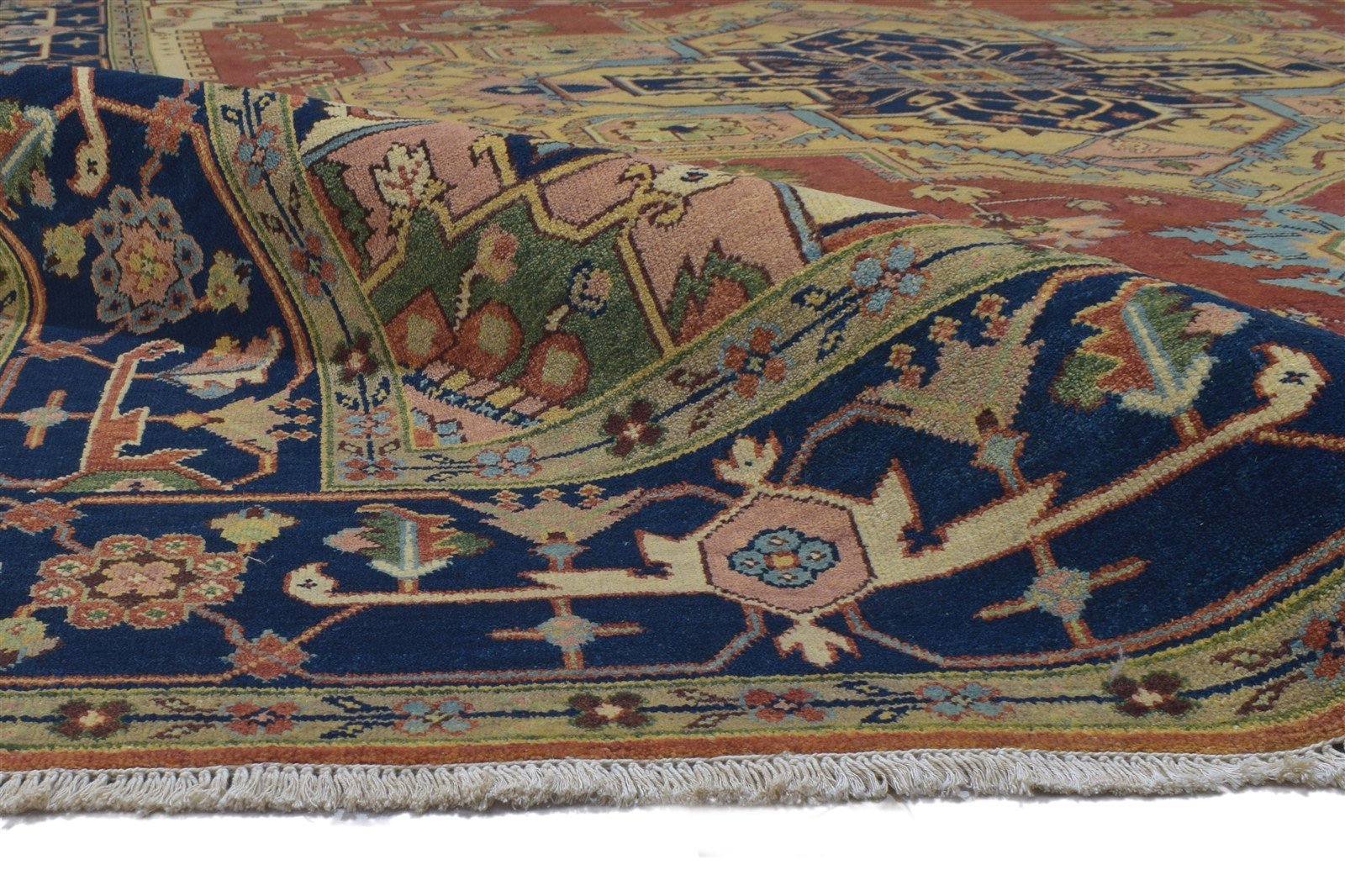 Hand Knotted Rust Wool Rug 9' X 12' Persian Serapi Oriental Large Carpet 7864201379989