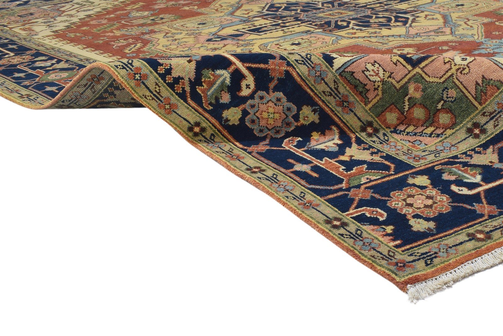 Hand Knotted Rust Wool Rug 9' X 12' Persian Serapi Oriental Large Carpet 7864201379989