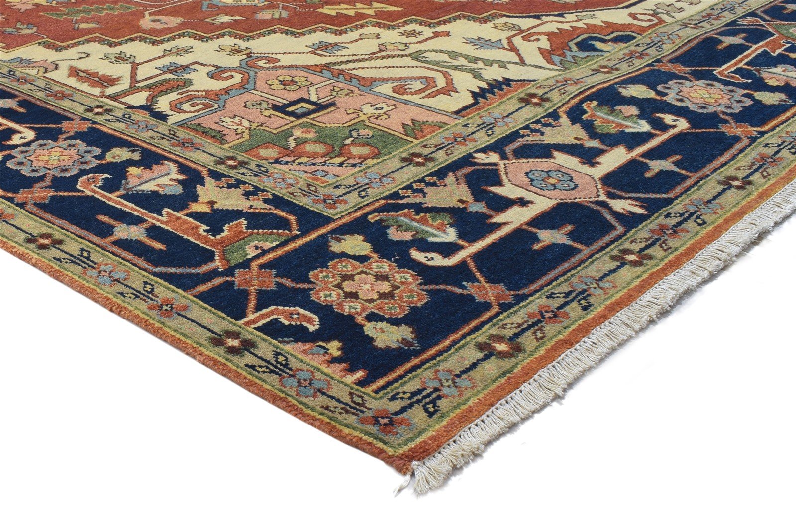 Hand Knotted Rust Wool Rug 9' X 12' Persian Serapi Oriental Large Carpet 7864201379989