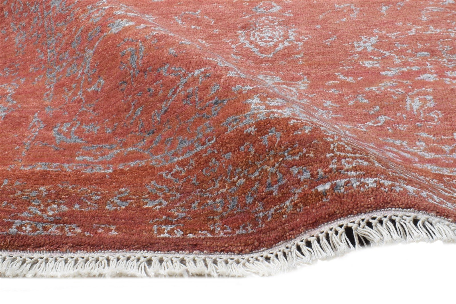 Hand Knotted Rust Wool / Silk Rug 3' X 4' Modern Oriental Abstract Small Carpet 7864591253653