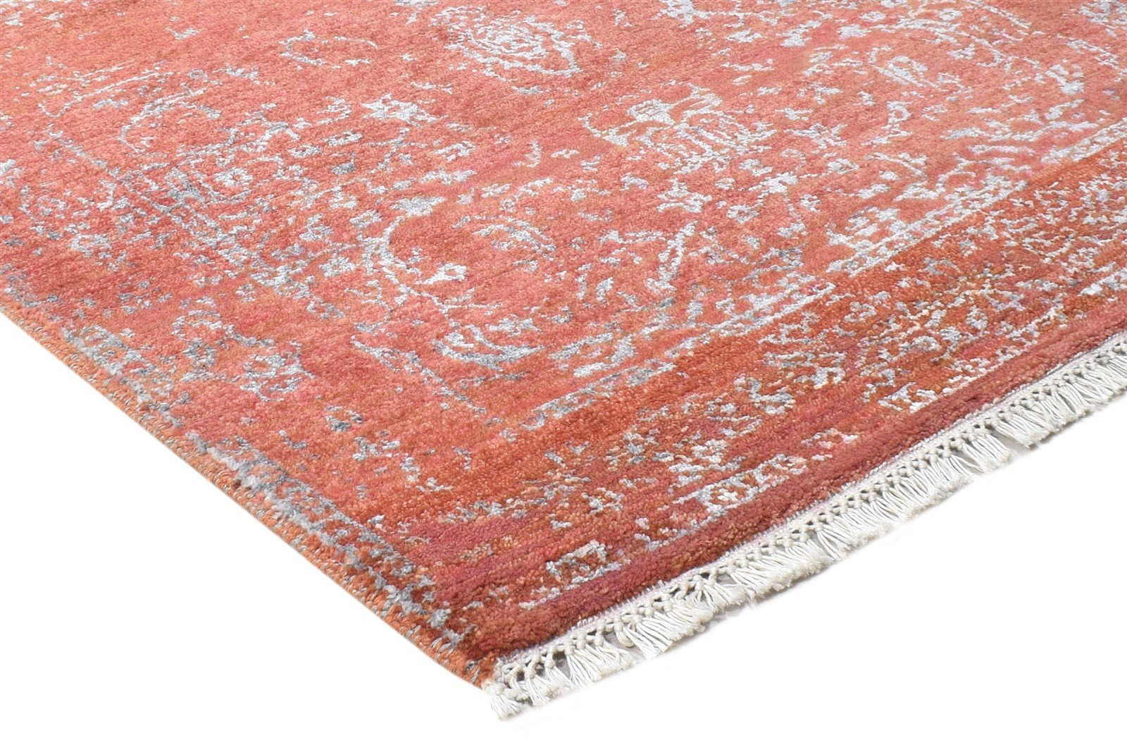 Hand Knotted Rust Wool / Silk Rug 3' X 4' Modern Oriental Abstract Small Carpet 7864591253653