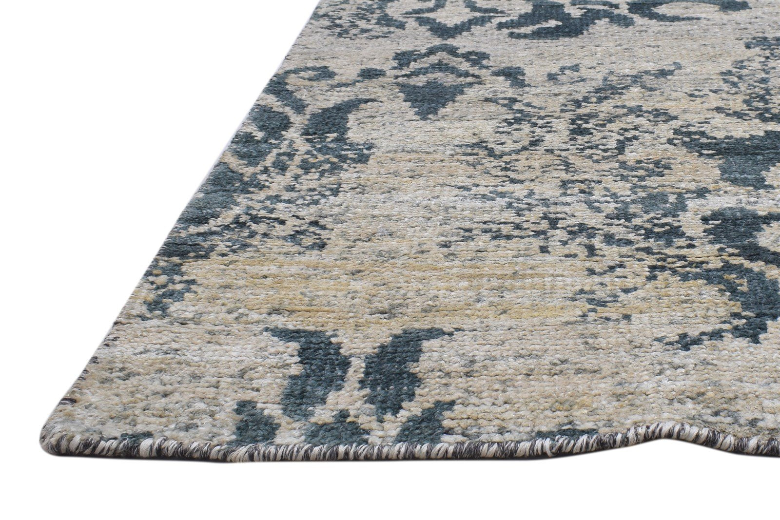 Hand Knotted Sage Silk Rug 5' X 8' Modern Moroccan Damask Room Size Carpet 7864098586773