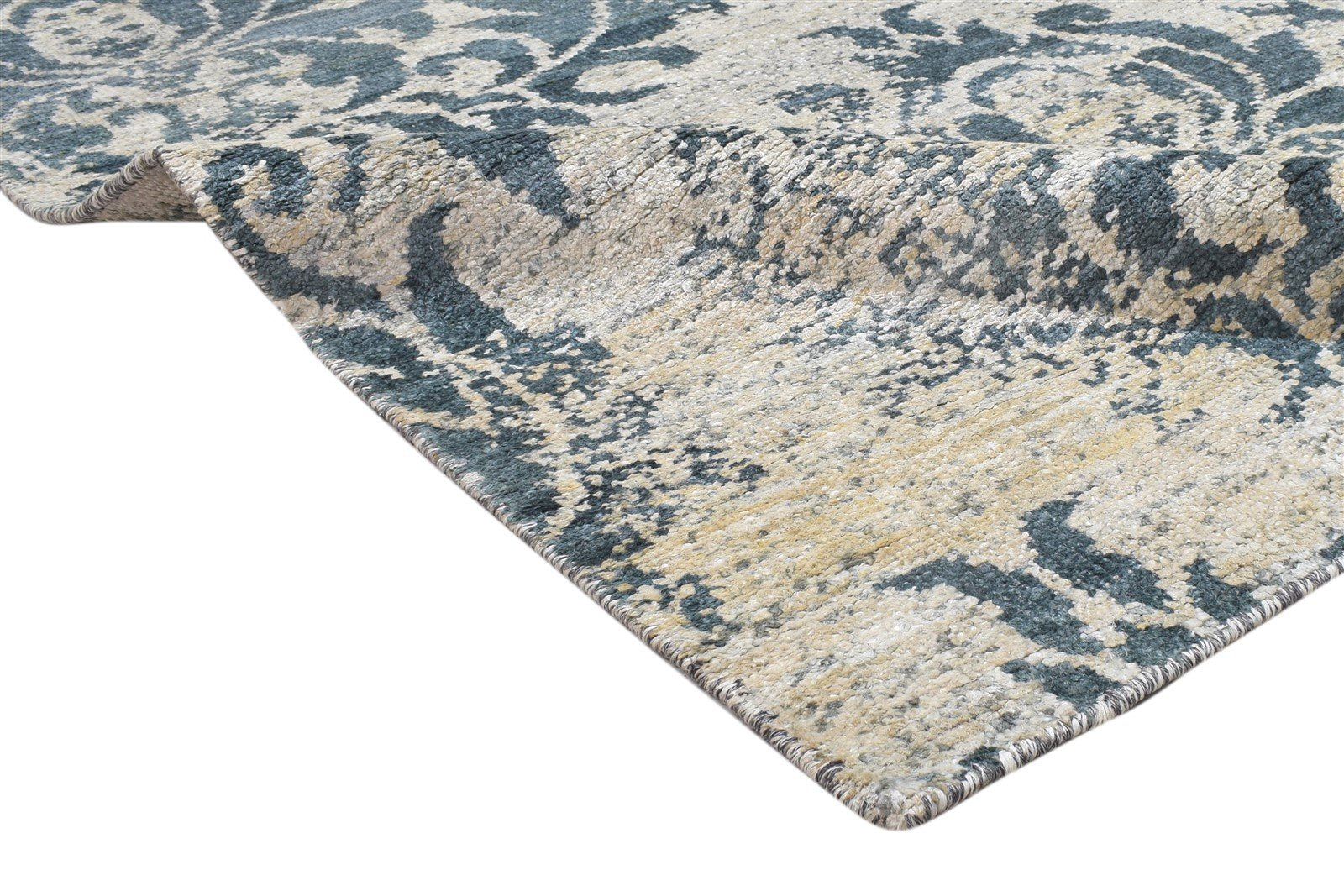 Hand Knotted Sage Silk Rug 5' X 8' Modern Moroccan Damask Room Size Carpet 7864098586773