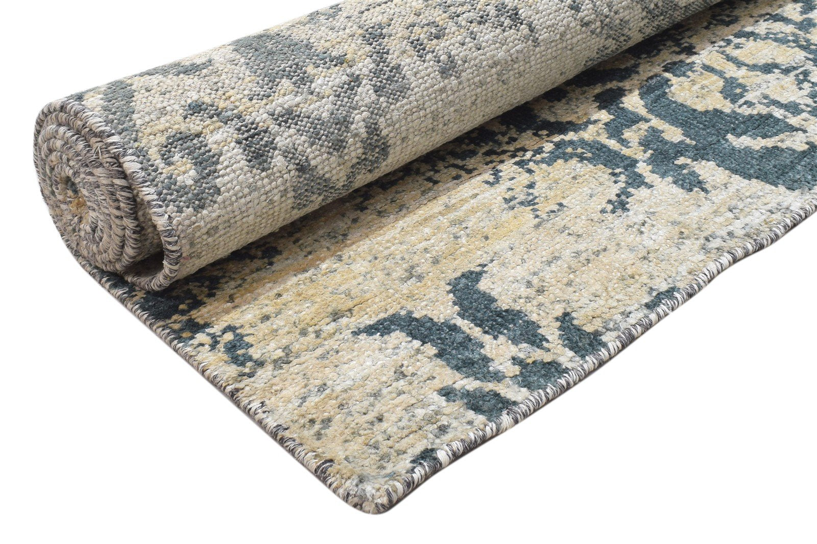 Hand Knotted Sage Silk Rug 5' X 8' Modern Moroccan Damask Room Size Carpet 7864098586773