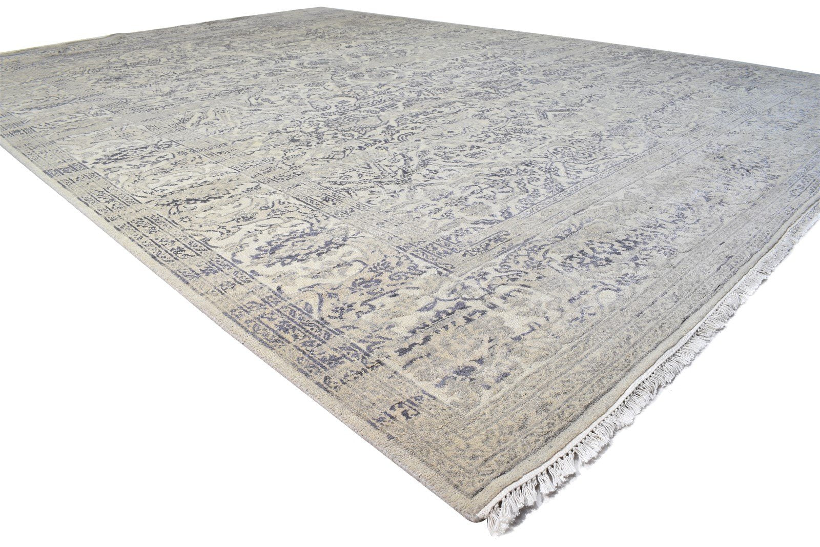 Hand Knotted Sage Wool Rug 10' X 14' Persian Kashan Oriental Extra Large Carpet 7864809980053