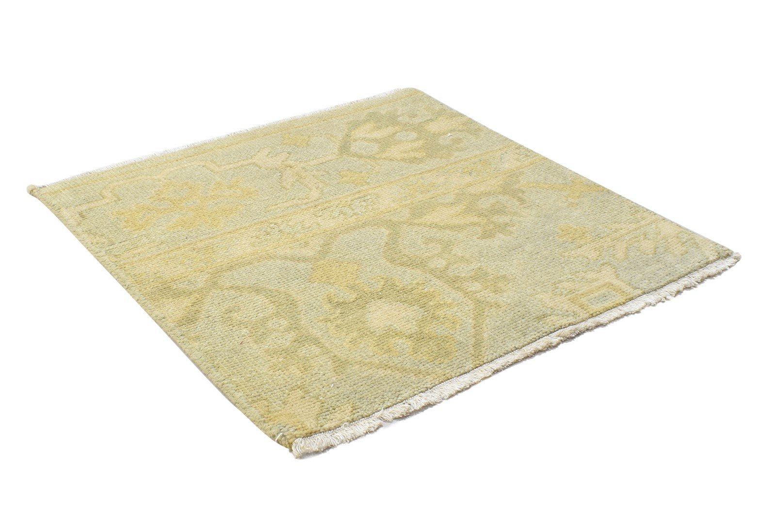 Hand Knotted Sage Wool Rug 2' X 2' Persian Oushak Oriental Small Carpet 7864121065621