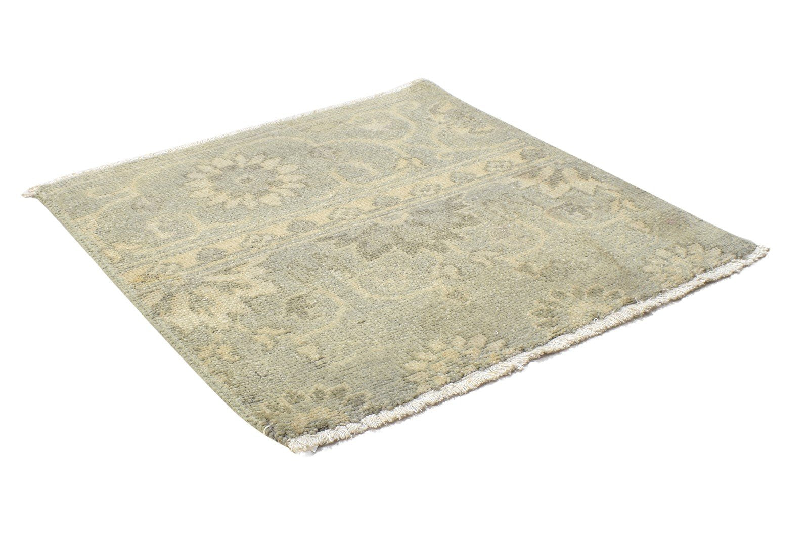 Hand Knotted Sage Wool Rug 2' X 2' Persian Oushak Oriental Small Carpet 7864122015893
