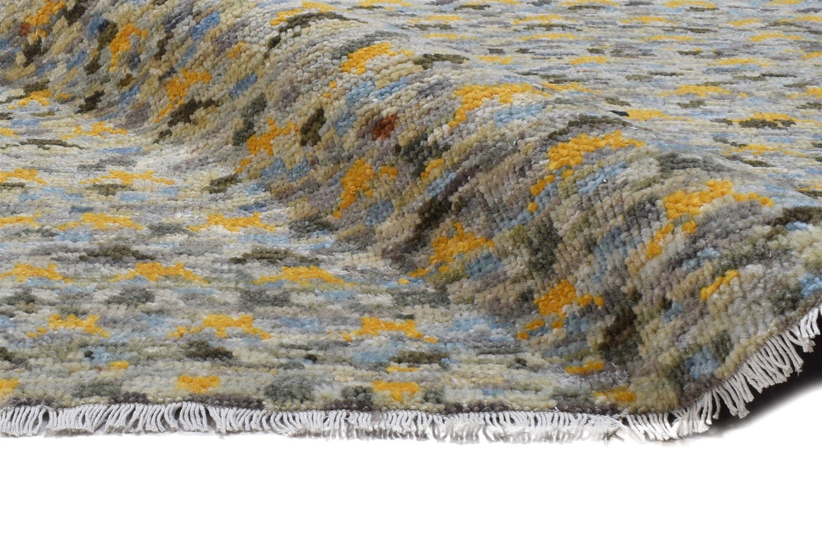 Hand Knotted Sage Wool Rug 6' X 9' Modern Indian Abstract Room Size Carpet 7864321933461