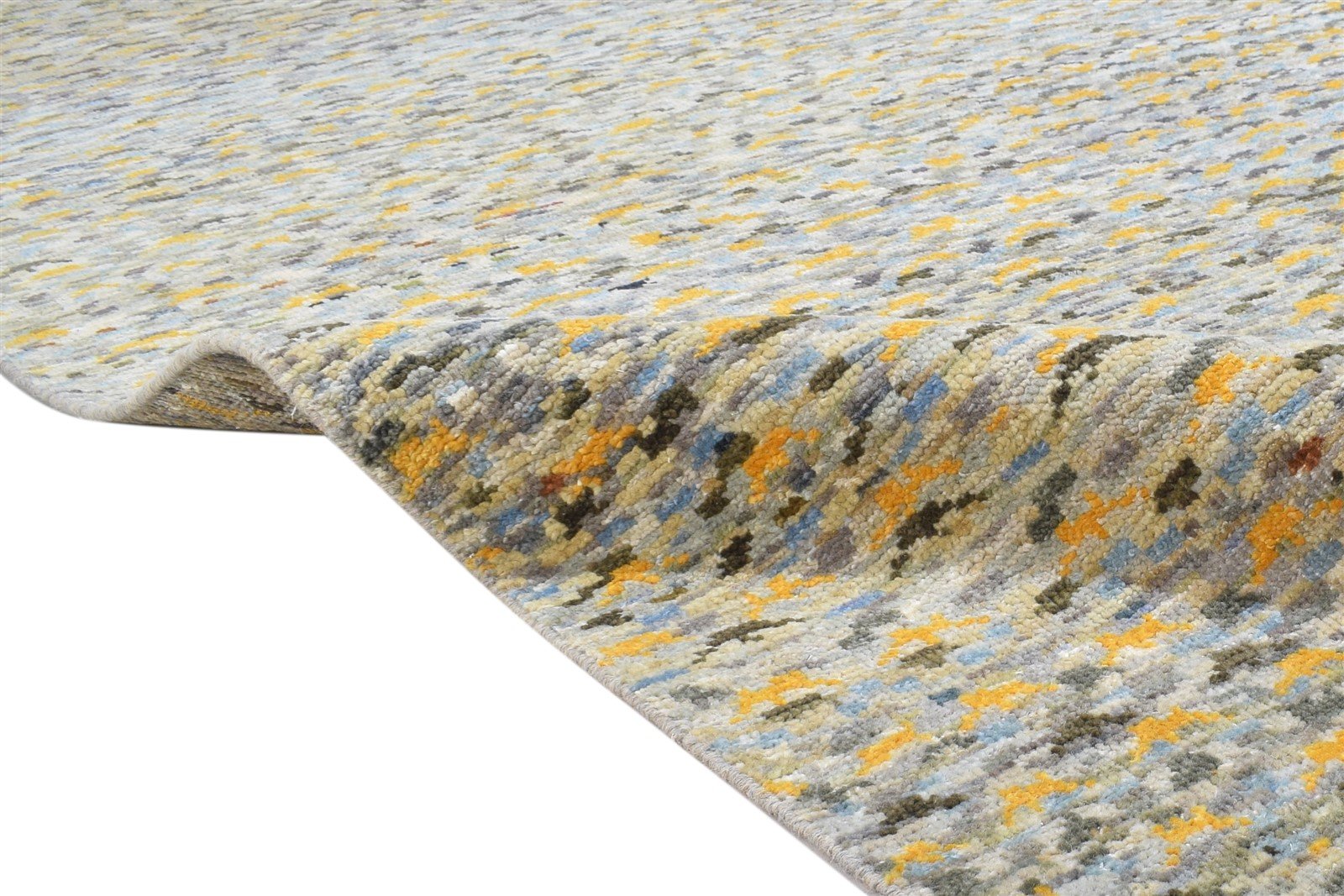 Hand Knotted Sage Wool Rug 6' X 9' Modern Indian Abstract Room Size Carpet 7864321933461