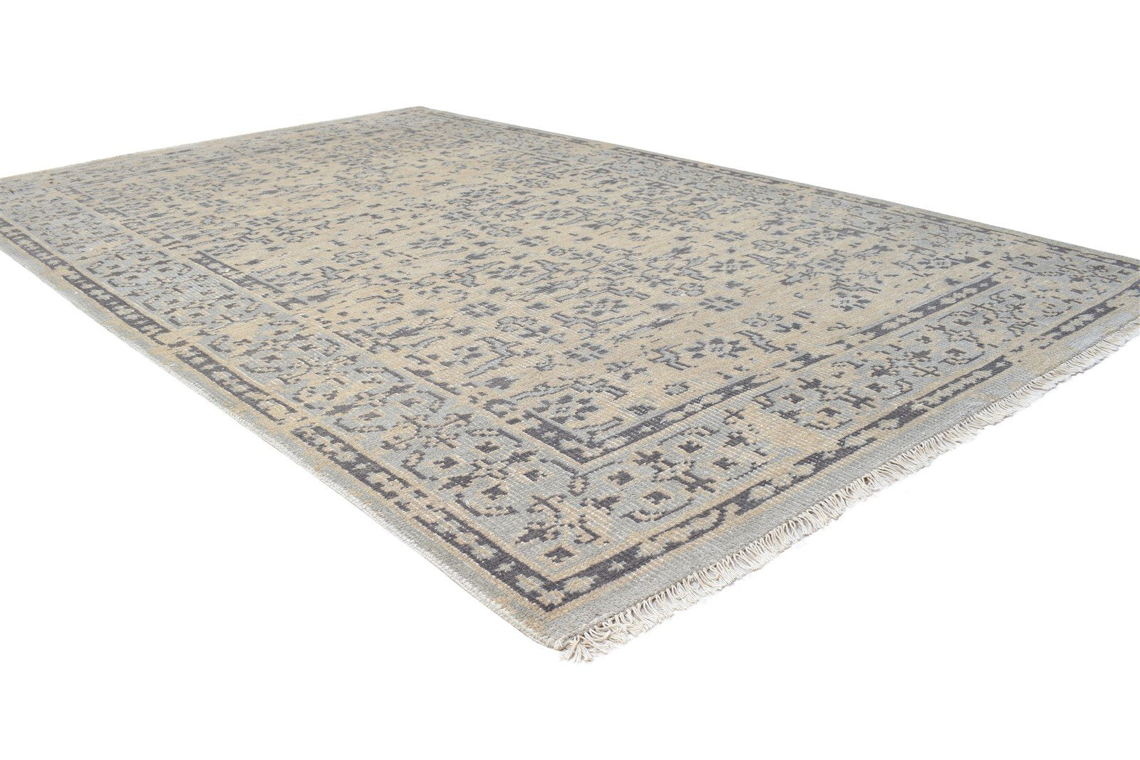 Hand Knotted Sage Wool / Silk Rug 5X8 Persian Kashan Oriental Room Size Carpet 7864801886357