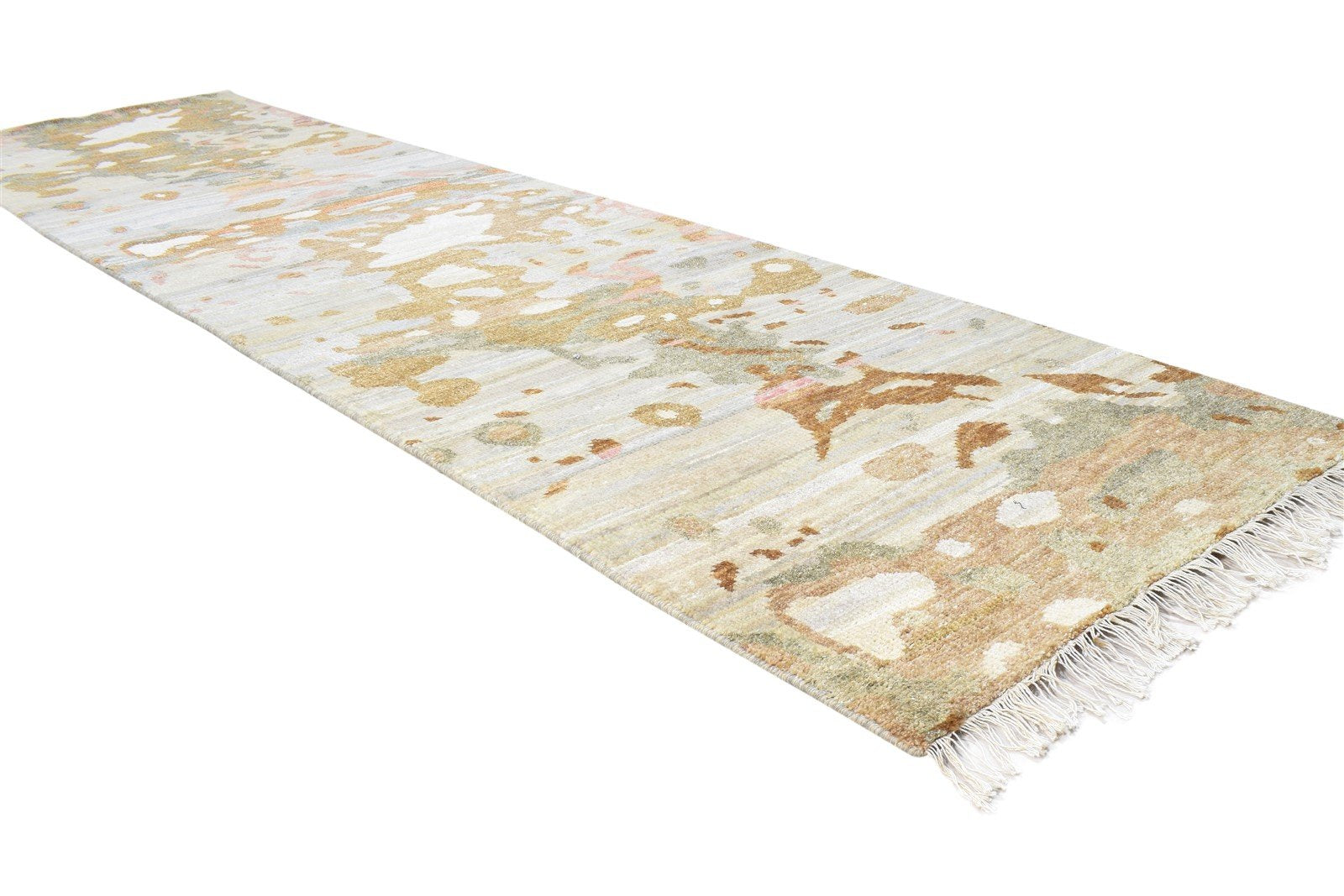 Lissy Hand Knotted Sand Wool Rug 2'6 X 10' Modern Bohemian Abstract Runner 7864943706261