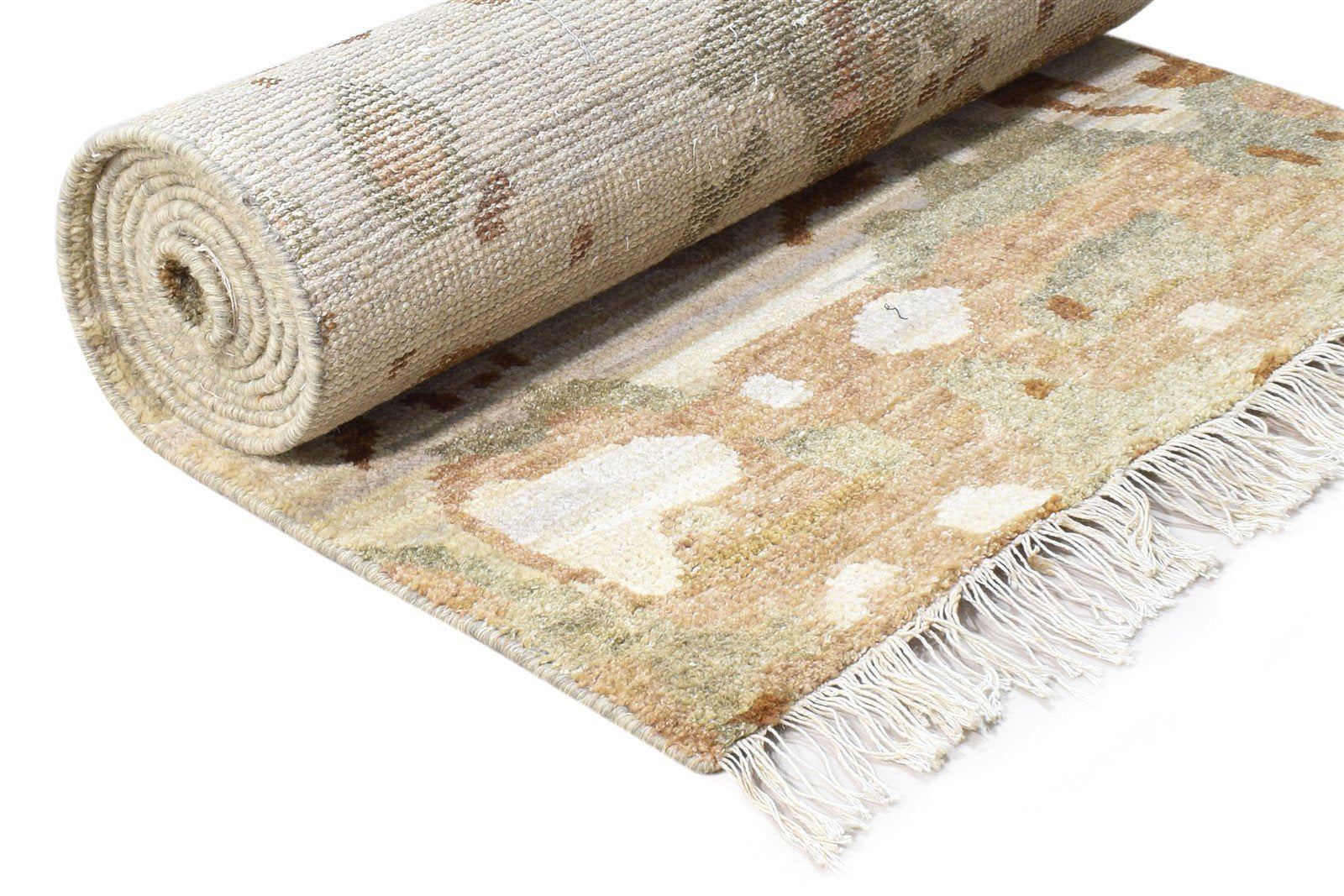 Lissy Hand Knotted Sand Wool Rug 2'6 X 10' Modern Bohemian Abstract Runner 7864943706261