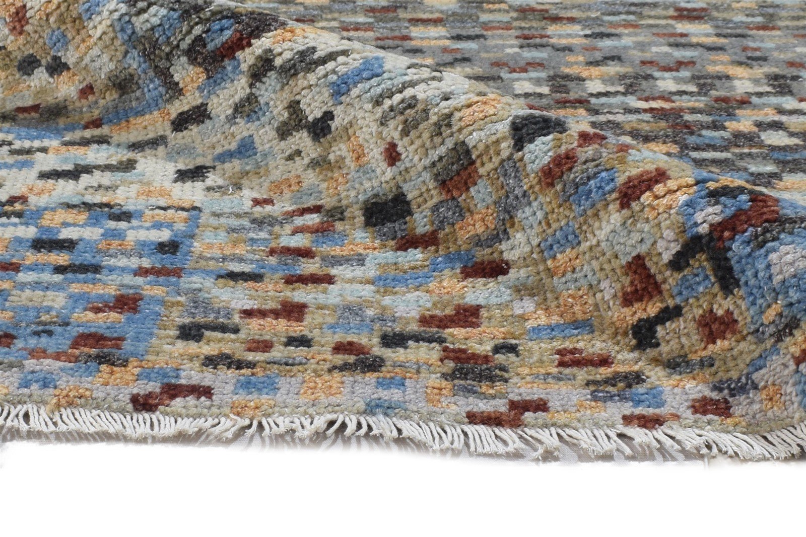 Hand Knotted Sand Wool Rug 3' X 5' Modern Indian Abstract Room Size Carpet 7864321736853