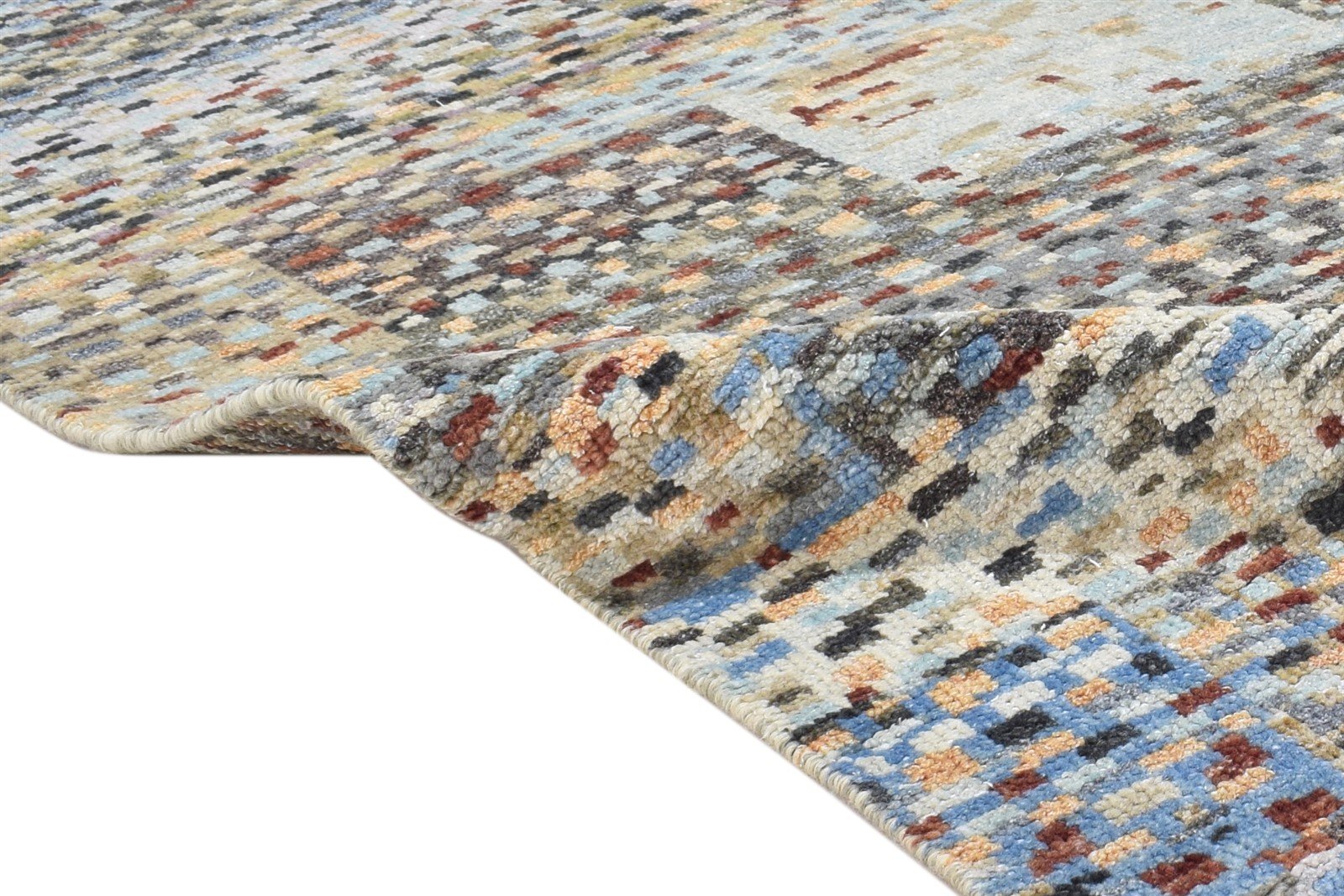 Hand Knotted Sand Wool Rug 3' X 5' Modern Indian Abstract Room Size Carpet 7864321736853