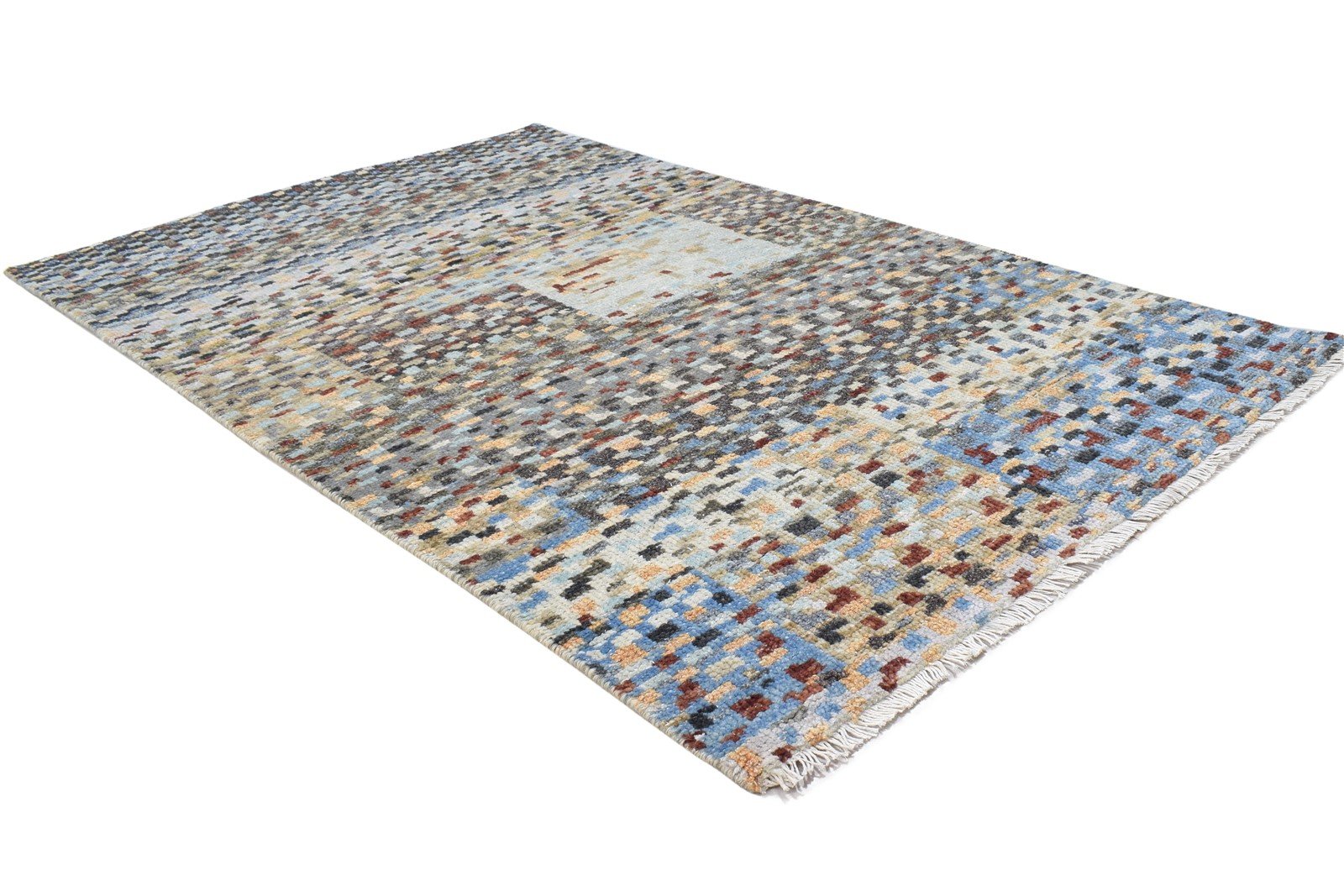 Hand Knotted Sand Wool Rug 3' X 5' Modern Indian Abstract Room Size Carpet 7864321736853