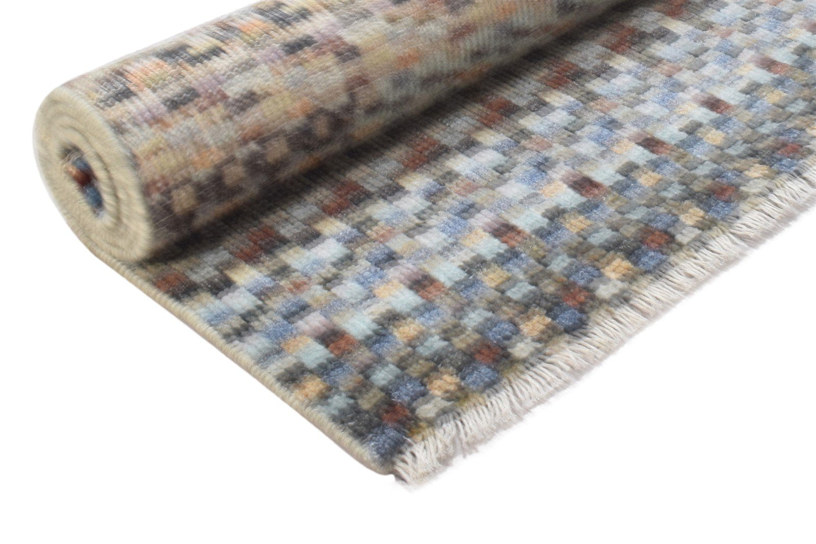 Hand Knotted Sand Wool Rug 3' X 5' Modern Indian Abstract Room Size Carpet 7864321736853