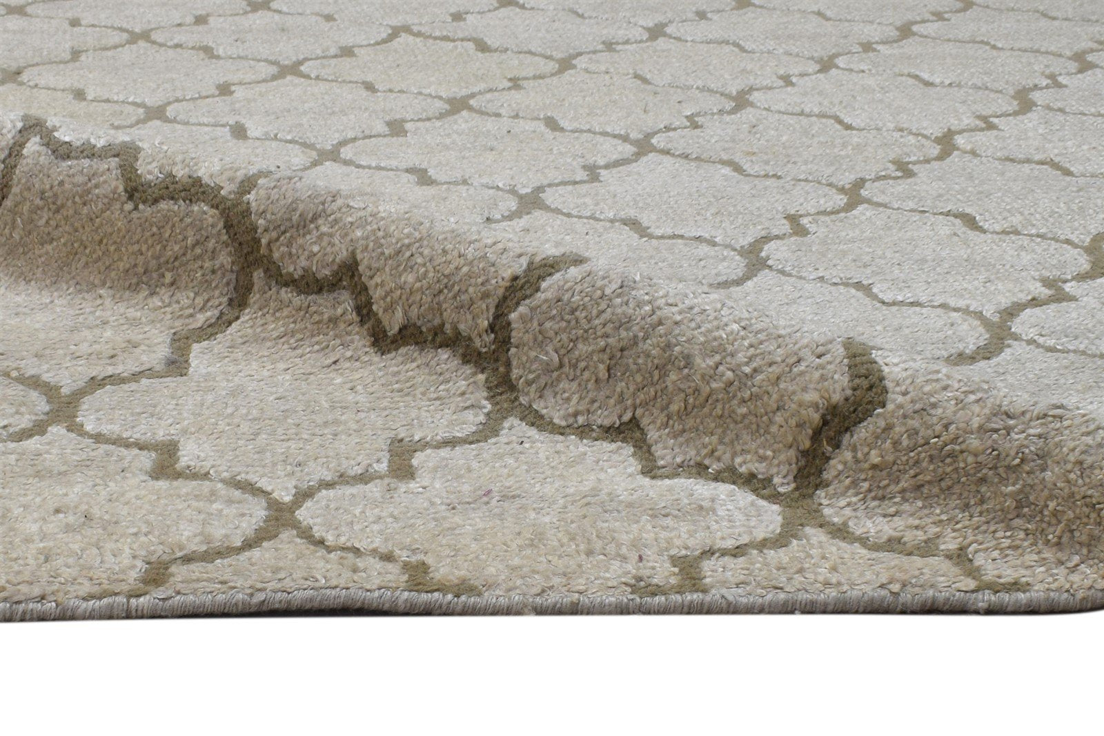 Hand Knotted Sand Wool Rug 5' X 7' Modern Moroccan Trellis Room Size Carpet 7864157667477