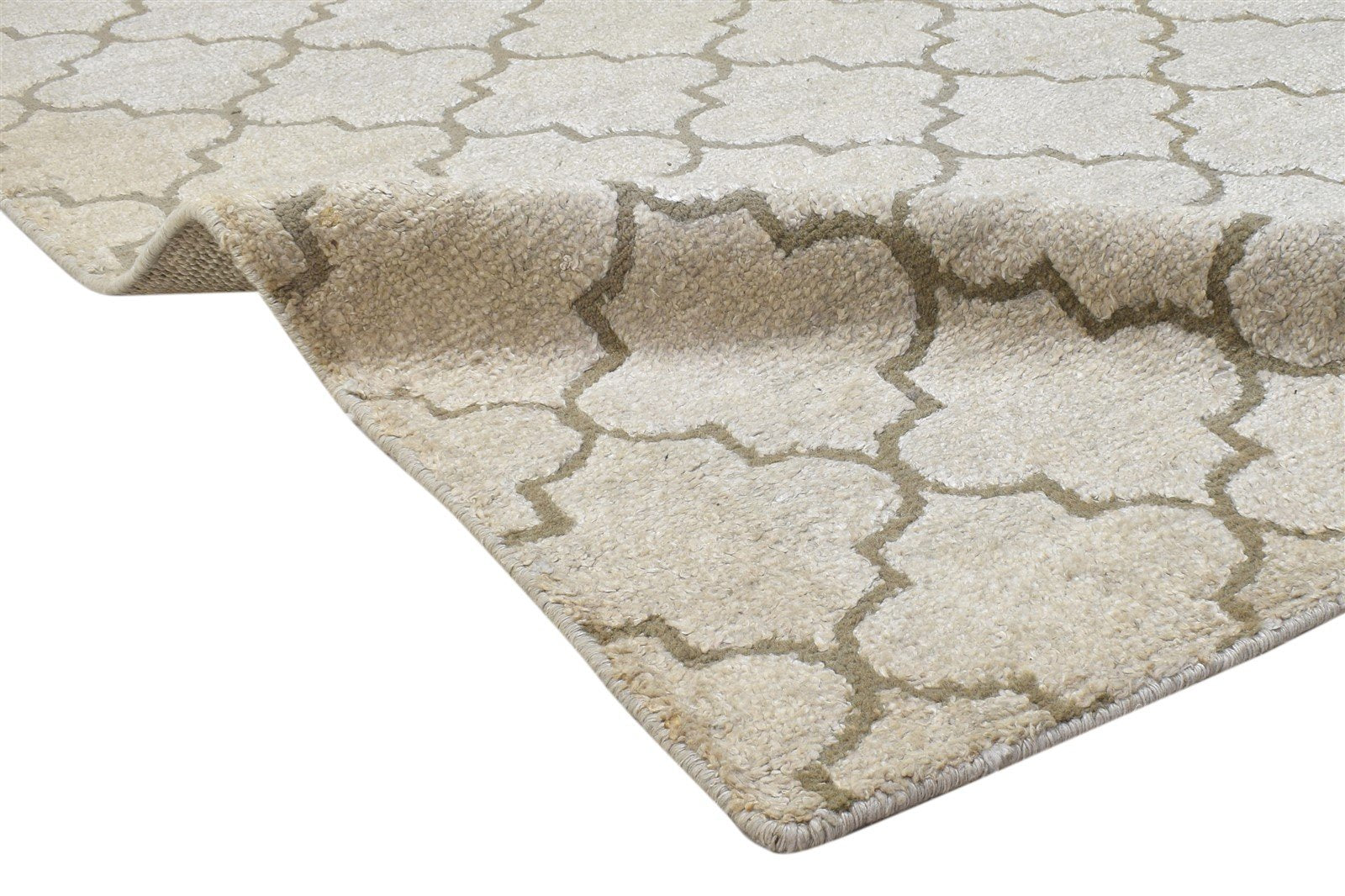 Hand Knotted Sand Wool Rug 5' X 7' Modern Moroccan Trellis Room Size Carpet 7864157667477