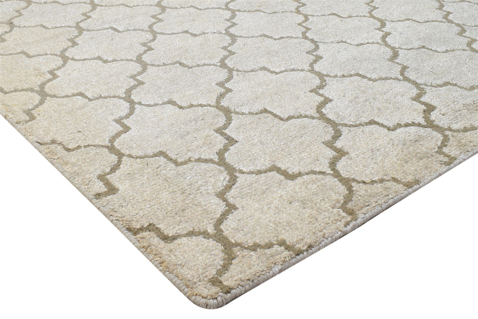Hand Knotted Sand Wool Rug 5' X 7' Modern Moroccan Trellis Room Size Carpet 7864157667477