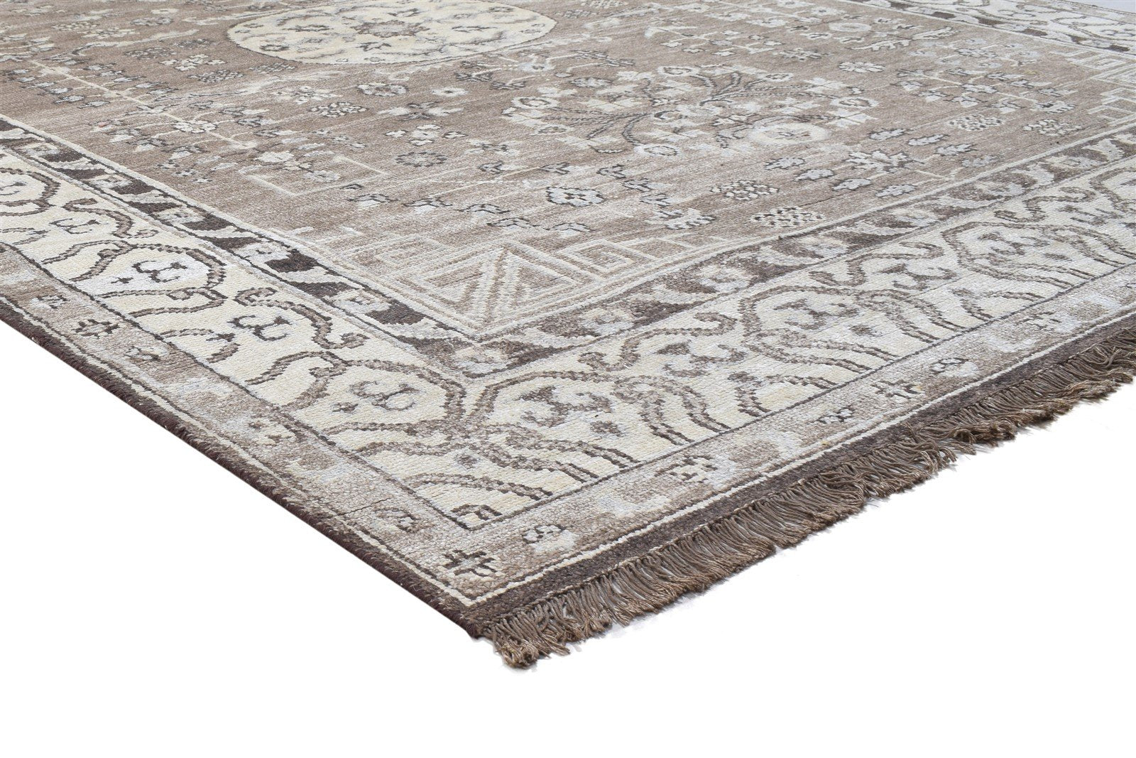 Hand Knotted Sand Wool Rug 8' X 10' Persian Khotan Oriental Large Carpet 7864169529493