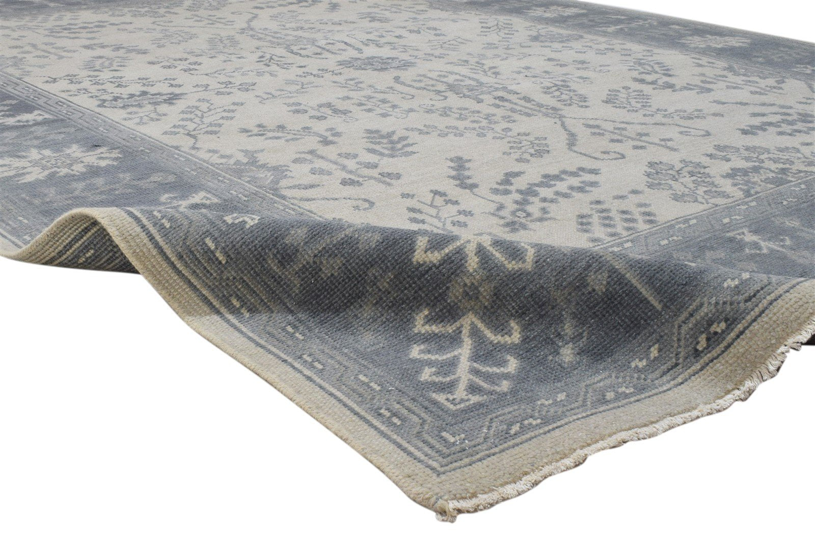 Hand Knotted Sand Wool Rug 8' X 10' Persian Sarouk-Indian Oriental Large Carpet 7860688978069