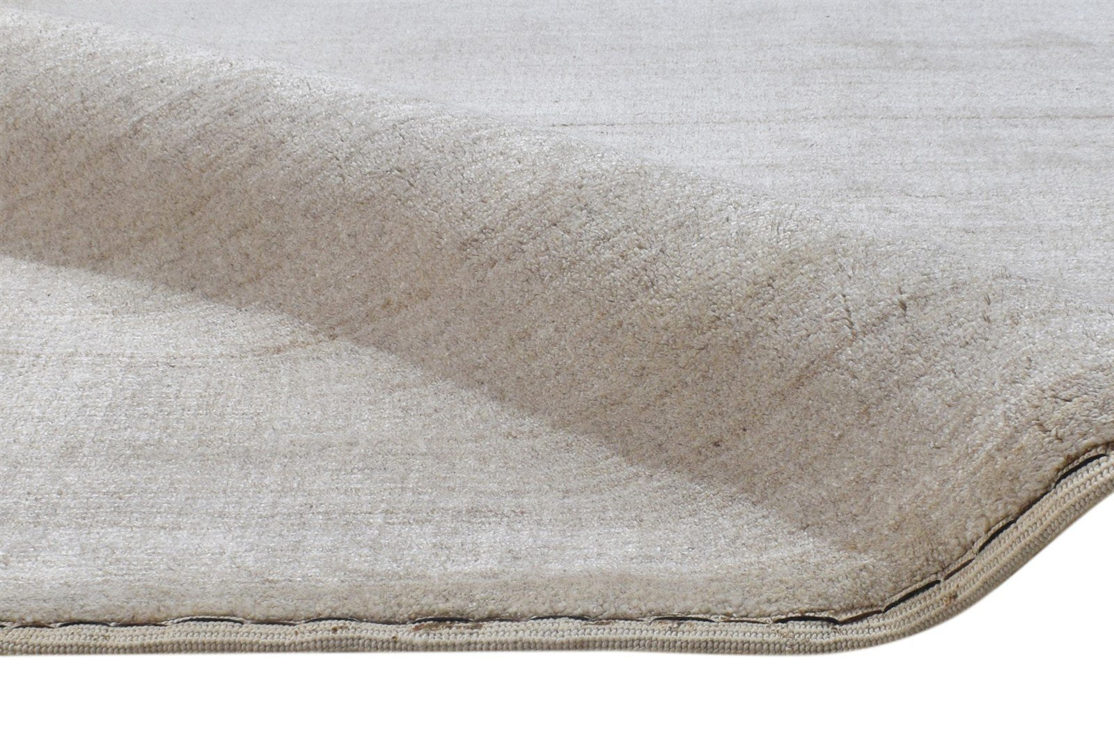 Hand Knotted Sand Wool / Silk Rug 4X6 Modern Scandinavian Solid Room Size 7864881840277