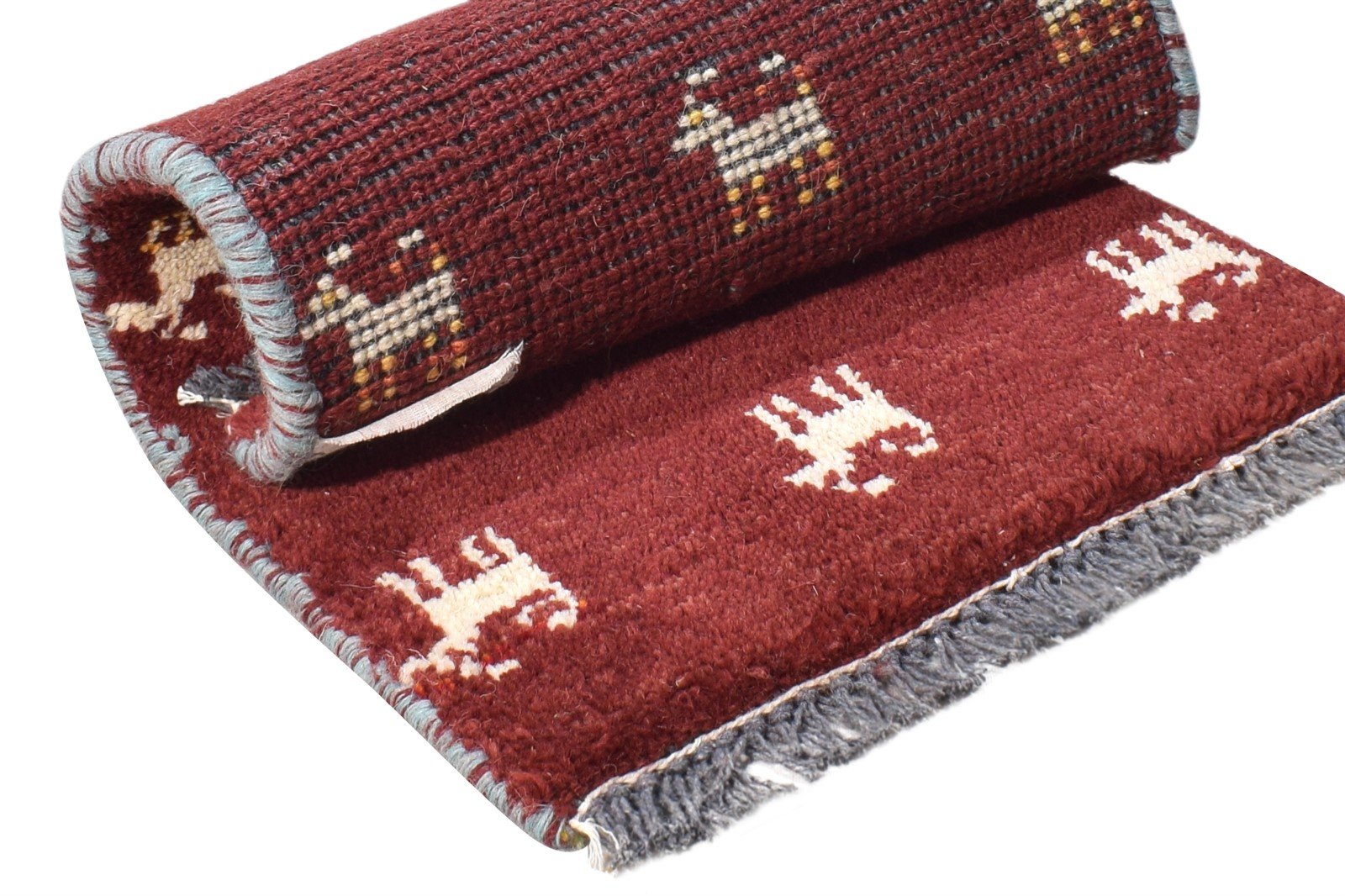 Hand Knotted Wine Wool Rug 1' X 2' Southwestern American Tribal Small Carpet 7865087852693