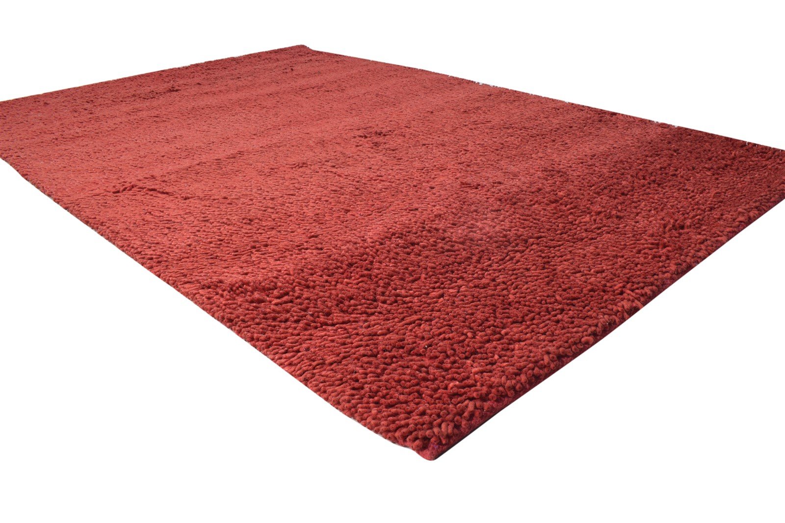 Hand Knotted Wine Wool Rug 5' X 8' Shag Scandinavian Solid Room Size Carpet 7865245106325