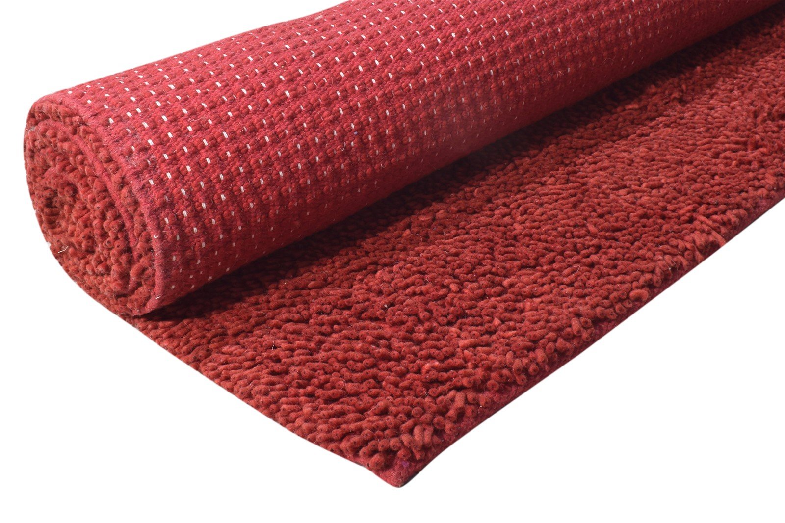 Hand Knotted Wine Wool Rug 5' X 8' Shag Scandinavian Solid Room Size Carpet 7865245106325